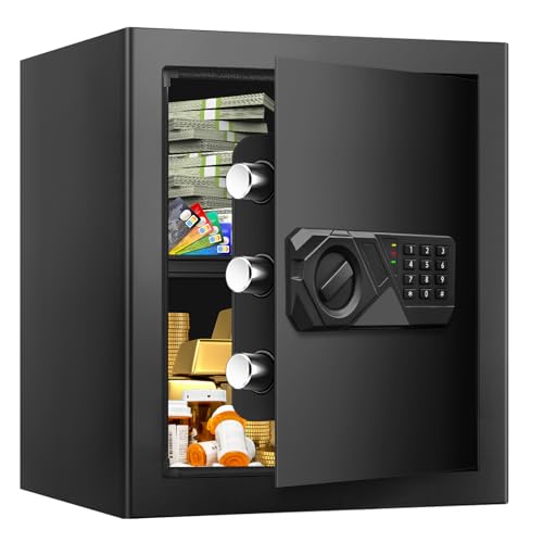 Large Safes for Home Use Fire and Water proof, Digital Security Safe with Key and Combination, Home Safes Water and Fireproof for Firearm Medicine Money Valuables