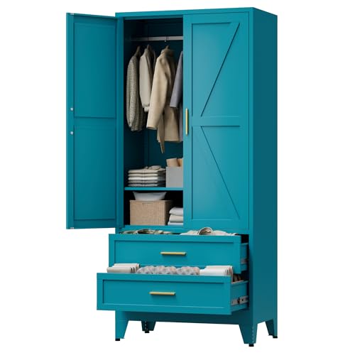 LCAOPC Farmhouse Metal Wardrobe Cabinet