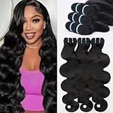 BSQQ 16A Body Wave Bundles Human Hair 18 20 22 Inch 100% Real Raw Human Hair Bundles Body Wave,No Tangle Shedding,Triple Lifespan Virgin Hair Extensions Thick Weave Reusable