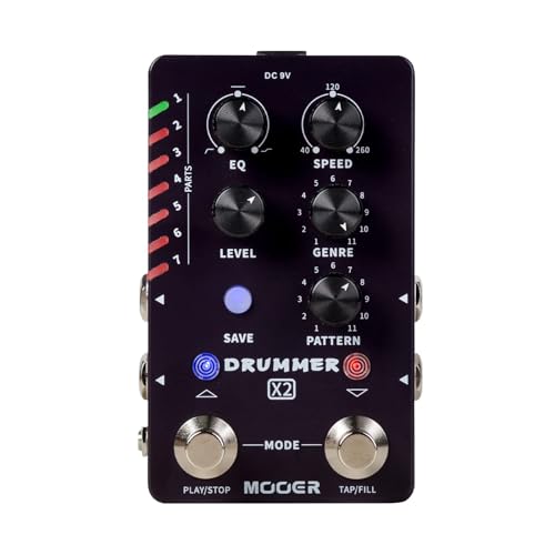 MOOER Drum Machine Guitart Pedal Stereo Reverb Delay, Preamp Cab Sim, Looper Pedal (X2)