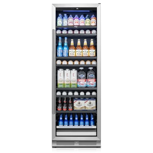 Beverage Refrigerator 24 inch -378 Cans Capacity Beverage Cooler, Upgraded Beverage Refrigerator Freestanding or Built-In, Drink Cooler for Soda, Water, Beer or Wine - For Kitchen, Bar or Office