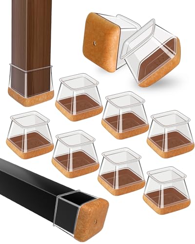 Chair Leg Floor Protectors for Hardwood Floors, Rubber Furniture Sliders with Felt, Silicone Furniture Leg Caps Covers