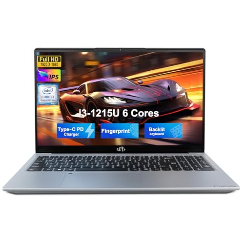 NIMO 15.6" FHD IPS Student-Laptop-Computer - Core i3-1215U(Beat i5-1135G7, 6 Cores Up to 4.4GHz), 64GB RAM 1TB SSD, 65W Type-C, 2 Years Warranty, Fingerprint, Backlit Keyboard, Wi-Fi 6, BT5.2
