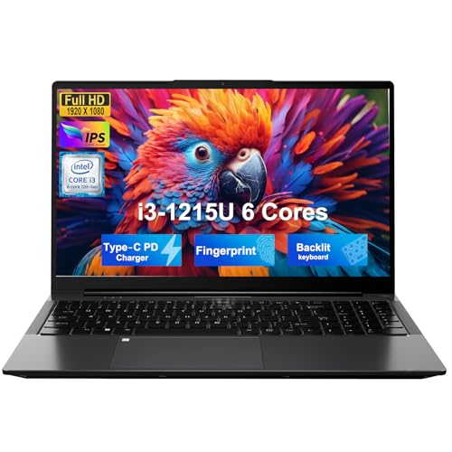 NIMO 15.6" FHD IPS Student-Laptop-Computer - Intel Core i3-1215U(Beat i5-1135G7, 6 Cores Up to 4.4GHz), 64GB RAM 1TB SSD, 65W Type-C, 2 Years Warranty, Fingerprint, Backlit Keyboard, Wi-Fi 6, BT5.2
