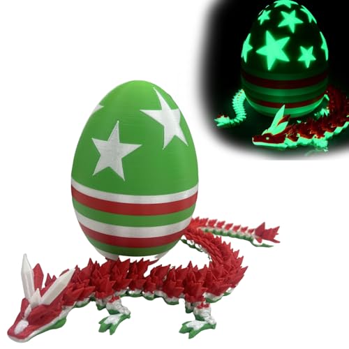 TBOLINE 12" 3D Printed Dragon Egg, Cool 3D Printer Articulated Crystal Dragon Toy for Boys Kid Teen, Animals Fidget Toy Dinosaur Eggs for 5-7 4-6 8-12 Year Old Boys Kid Girls