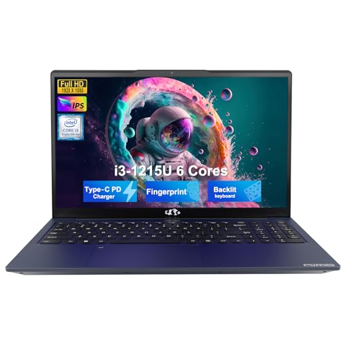 NIMO 15.6" FHD IPS Student-Laptop-Computer - Intel Core i3-1215U(Beat i5-1135G7, 6 Cores Up to 4.4GHz), 64GB RAM 1TB SSD, 65W Type-C, 2 Years Warranty, Fingerprint, Backlit Keyboard, Wi-Fi 6, BT5.2