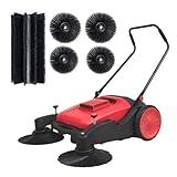 KARHDIR 41" Walk-Behind Hand Push Floor Sweeper, 15 Gal Large Capacity, Folding Handle, 46000 SqFt/Hour Indoor & Outdoor Use, Ideal for Large Area Cleaning in Stores Farms Warehouses Stable