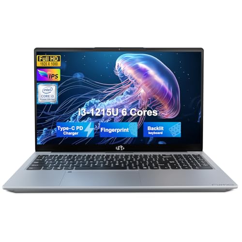 NIMO 15.6" FHD IPS Student-Laptop-Computer - Intel Core i3-1215U(Beat i5-1135G7, 6 Cores Up to 4.4GHz), 64GB RAM 1TB SSD, 65W Type-C, 2 Years Warranty, Fingerprint, Backlit Keyboard, Wi-Fi 6, BT5.2