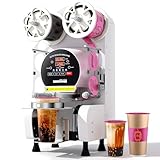 WantJoin Cup Sealing Machine - Full Automatic Cup Sealer Machine 89/90/95MM 3.50/3.54/3.74IN Electric White Cup Sealing Machine 500-600 Cups/h White