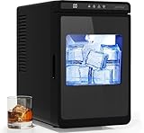 Sunvivi Clear Ice Maker, Compact Countertop Ice Machine, Fast 10-Min Ice Production, Self-Cleaning, LED Light & Timer, Portable Electric Ice Maker for Kitchen