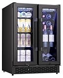 Minorfun Under Counter Beverage Refrigerator – 160 Can & 20 Bottle Capacity, Dual Zone Built-In Beverage Cooler with Glass Door and Quiet Advanced Cooling System, Ideal for Beer, Wine, Soda