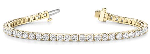 Houston Diamond District 3 to 22 Carat Mined Natural Diamond Tennis Bracelet 4 Prong Value Plus Collection 14K Yellow Gold 6.5 Inches 22 Carat