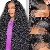 Leximi 32 Inch 13x6 Deep Wave Lace Front Wigs Human Hair Pre Plucked 200% Density 13x6 HD Deep Curly Lace Front Wig Human Hair Wigs For Women Deep Wave Frontal Wig Human Hair