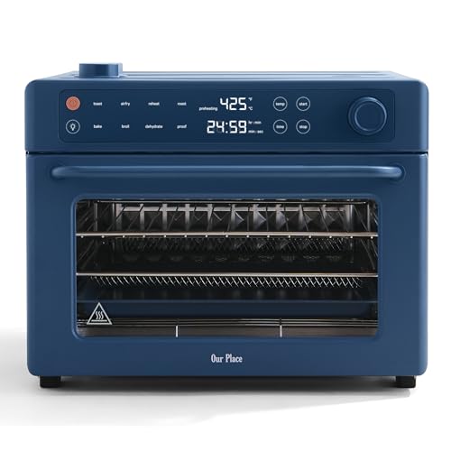 Our Place Wonder Oven Pro | 8-in-1 Digital Air Fryer & Countertop Oven with Basket, Rack, Pan & Tray | 3-Rack, 32 QT - Air Fry, Toast, Roast, Bake, Reheat, Broil, Proof & Dehydrate | Blue Salt