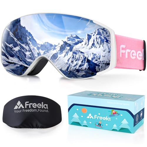 Freela Kids Ski Snowboard Goggles for Toddler(3-14) Youth Anti Fog Anti UV Goggles Girls Boys Snow Skiing Equipment