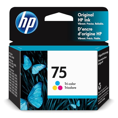 HP 75 Tri-Color Ink Cartridge | Works DeskJet D4260, D4360 OfficeJet J5700, J6400 PhotoSmart C4200, C4300, C4400, C4500, C5200, C5500, D5300 Series | CB337WN