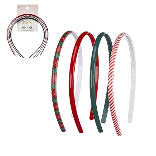 CONAIR Scunci Effortless Beauty Skinny headband -plastic Headbands for Women and Men - hair accessories for women - Assorted Tortoise - 4 Count