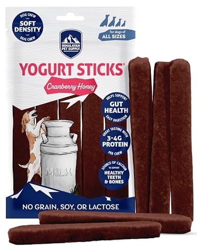 Himalayan Dog Chew Yogurt Sticks, Yogurt, Dog Treats with Prebiotics, Probiotics & Protein, Digestive Support, Lactose & Gluten Free, Natural Dog Treat for All Breeds, Made in America, 4pk