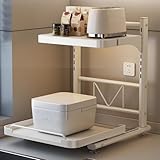 Pull-Out Microwave Stand Metal Storage Rack Adjustable Kitchen Countertop Organizer for Microwave Oven Small Appliances Long-Lasting(53 cm)
