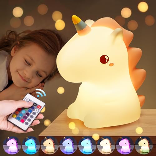 One Fire Dinosaur Toys for Kids 3-5, 16 Colors+Silicone+Dimmable+12 Hr Use Night Light for Kids Night Light