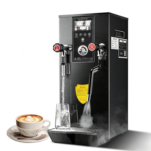 12L Commercial Milk Frother, Automatic Steam Milk Steamer with LED Display, High Pressure Milk Foam Machine, Hot Water & Heating for Latte Cappuccino Coffee Milk Tea Foam Hotel 110V