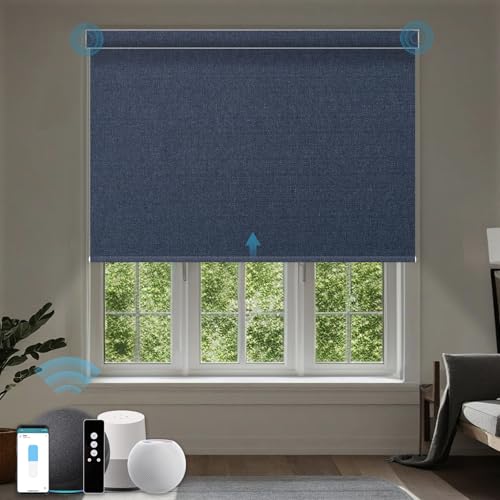 Weffort Blackout Motorized Roller Blinds,Custom Size