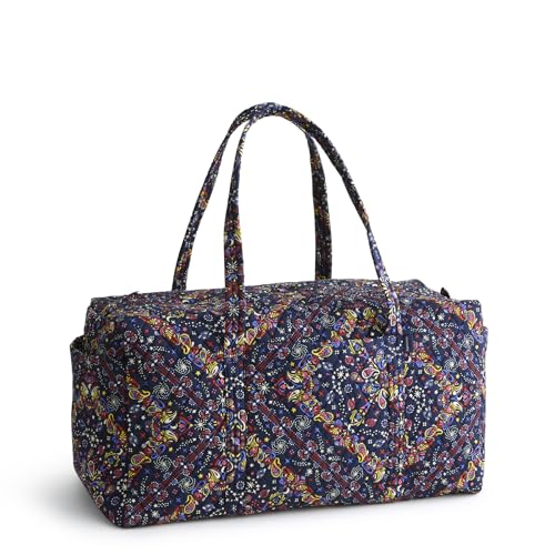 Vera Bradley Women's Bancroft Backpack-Premium Cotton Bookbag, Black, One Size