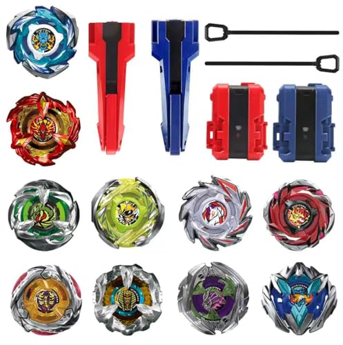 ASVEXKW Battling Set, Spinninning Top Burst Boy Combat Battling Game Set, Spinning & Launchers, Greats Birthday Gift for Boys, 8 & 10 Spinning Tops