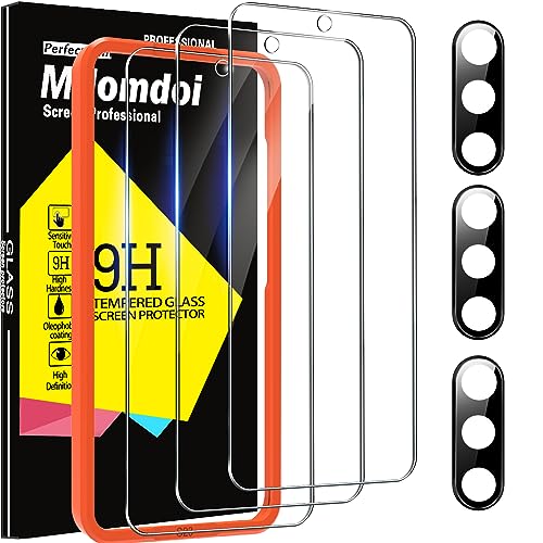 Milomdoi Designed for Samsung Galaxy S22 5G Screen Protector, 3 Pack Tempered Glass with 2 Pack Camera Lens Protector, Fingerprint Suitable, Installation Frame, Case Friendly, Bubble Free