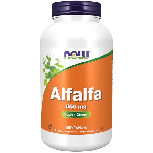 Now Supplements, Alfalfa 650 mg Source of Vitamin K, Green Superfoods