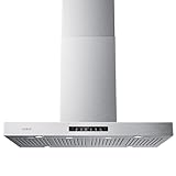 VIKIO HOME Island Range Hood 42 Inch, 980 CFM Island Mount Range Hood with Dual-Sided Touch/Gesture Control, Ceiling Mount kitchen Hood, Convertible Ducted/Ductless, 4 LED Lights, 4 Baffle Filters
