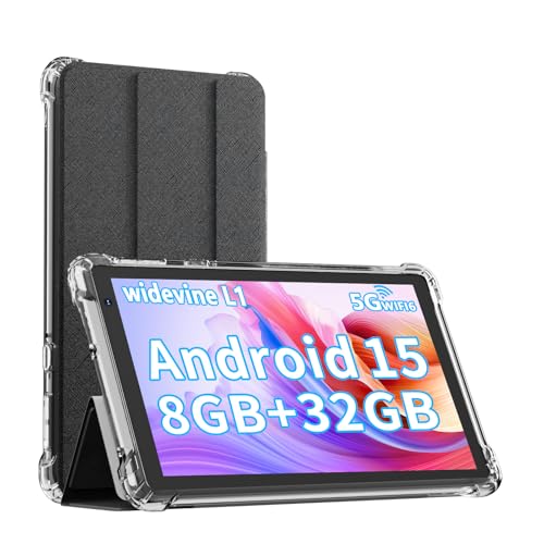 IWEGGO Android 15 Tablet with Case, 7 Inch 8GB RAM+32GB ROM/ 1TB Expandable Computer, 5MP Camera Tablets, 1.6Ghz Quad-core Processor, 3000mAH Battery Tablet PC, 5G WiFi, Games 7'' Android Laptop