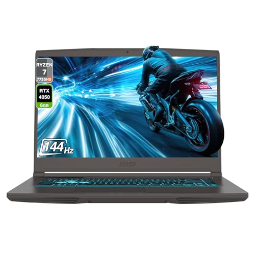 msi Thin A15 Thin Gaming Laptop, AMD Ryzen 7-7735HS, 16 GB DDR5 RAM, 2 TB PCIe SSD, 15.6" Full HD (1920x1080) Display, Nvidia G-Force RTX 4050, Backlit Keyboard, W11 Home, Cosmos Gray