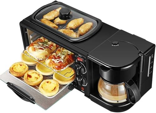 Breakfast Station 3-in-1 with Coffee Maker, Non-Stick Griddle & Toaster Oven - Versatile Kitchen Appliance for Small Spaces and Kitchenettes