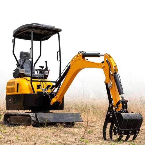MMS 2 Ton Mini Excavator with 15HP KubotaDieselEngine, Bucket, Canopy, Compact Backhoe Digger Crawler Excavator for Home Use, Gardening, Landscaping & Small DIY Construction Project