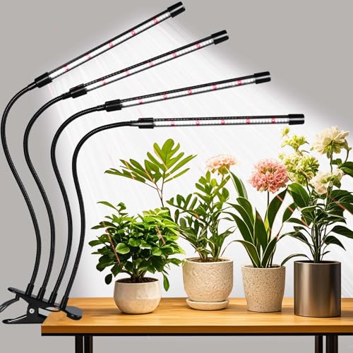 Grow Lights Upgrade 168 LEDs Clip Plant Lights for Indoor Plants, Full Spectrum White+ Red LED Plant Growing Lamps with Flexible Gooseneck, 3/9/12H Timer