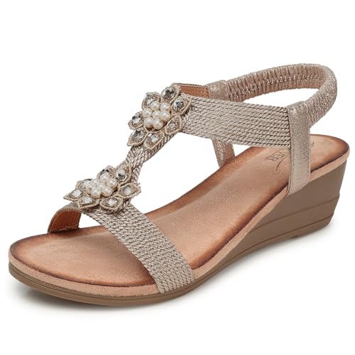 SHIBEVER Wedge Sandals for Dressy Women Platform Summer Womens Low Heels Arch Support Sandal