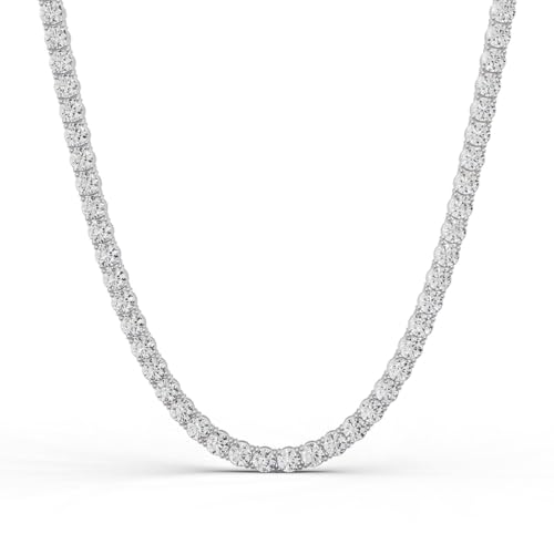 Diamond2Deal 14K White Gold Lab-Grown Diamond Tennis Straight Line Necklace 16 inch (20 Carat, E-F Color, VS1 Clarity)