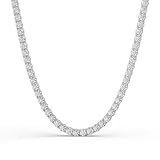 Diamond2Deal 14K White Gold Lab-Grown Diamond Tennis Straight Line Necklace 16 inch (20 Carat, E-F Color, VS1 Clarity)