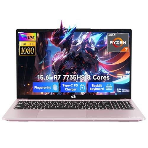 NIMO 15.6" IPS FHD-Gaming-Laptop, AMD 8 Cores Ryzen 7 7735HS 64GB DDR5 RAM 2TB SSD (Beats i7-12650H) Computer with Radeon 680M 100W Type-C Charger Backlit Keyboard Fingerprint, for Gaming Business