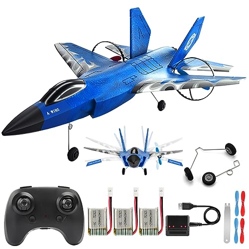 ANTSIR RC Plane for Kids, Foam Remote Control Airplane RC Jet for Beginner, Easy to Fly F22 RC Fighter Jet 2.4Ghz with LED Lights Automatic Balance Gyro for Birthday