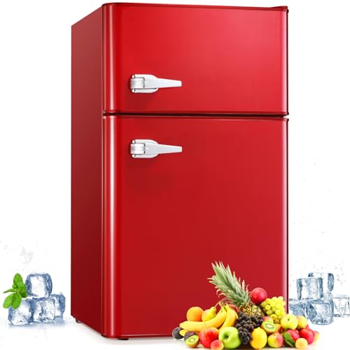 Antarctic Star Small Compact Refrigerator With LED Light, 4L Capacity/6 Cans Portable Mini Fridge, for Bedroom,Car,Office and Dorm, Small Cooler for Cosmetics, Beverage and Food