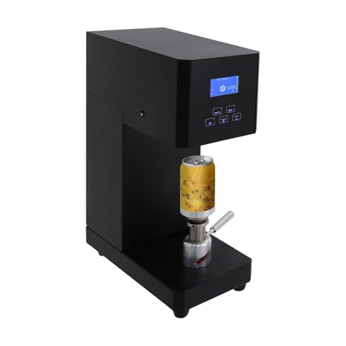 Commercial Can Sealer, 370W Soda Can Sealer Machine w/LED Display & Intelligent Counting, Semi-automatic/Manual Cup Sealing Machine for Cafes Bars, Adjustable 4.53"/6.69" Height (Black)