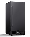 ICEVIVAL 15 Inch Under Counter Beverage Refrigerator, 128 Cans Outdoor Fridge with Adjustable Glass Shelves, ≤45dB Quiet Small Beverage Refrigerator for Outdoor Kitchen & Patio (Black)
