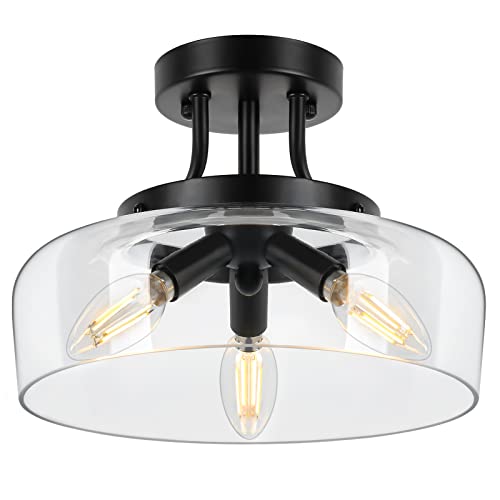 TOBUSA 3 Lights Semi Flush Mount Ceiling Light Fixture for Hallway