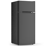 COWSAR 4.5 Cu.Ft Dorm Fridge With Freezer, 2-Door Compact Refrigerator With 2 Removable Shelves, 3 Level Adjustable Thermostat, Commercial Office Fridge for Bedroom, Kitchen, Apartment, Dorm, Black
