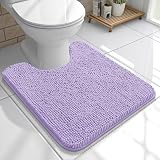 OLANLY Toilet Rugs U-Shaped 20x20, Extra Soft Absorbent Chenille Contour Bathroom Rugs for Toilet, Dry Quickly, Machine Washable, Non-Slip Bath Mat, Lavender