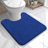 OLANLY Toilet Rugs U-Shaped 20x20, Extra Soft Absorbent Chenille Contour Bathroom Rugs for Toilet, Dry Quickly, Machine Washable, Non-Slip Bath Mat, Royal Blue