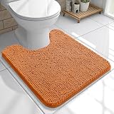 OLANLY Toilet Rugs U-Shaped 20x20, Extra Soft Absorbent Chenille Contour Bathroom Rugs for Toilet, Dry Quickly, Machine Washable, Non-Slip Bath Mat, Clay