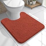 OLANLY Toilet Rugs U-Shaped 20x20, Extra Soft Absorbent Chenille Contour Bathroom Rugs for Toilet, Dry Quickly, Machine Washable, Non-Slip Bath Mat, Rustic Terracotta